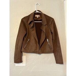 Philosophy Republic Faux Suede Tan Brown Moto Biker Jacket Womens XS